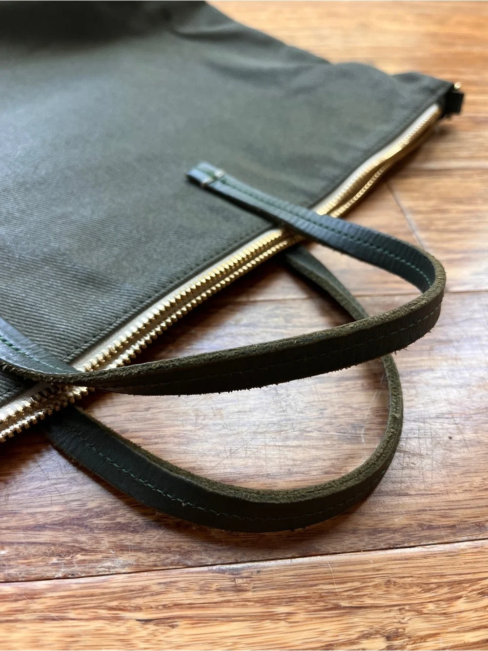 Clare V Waxed Cotton Canvas Attaché Bag Olive Green